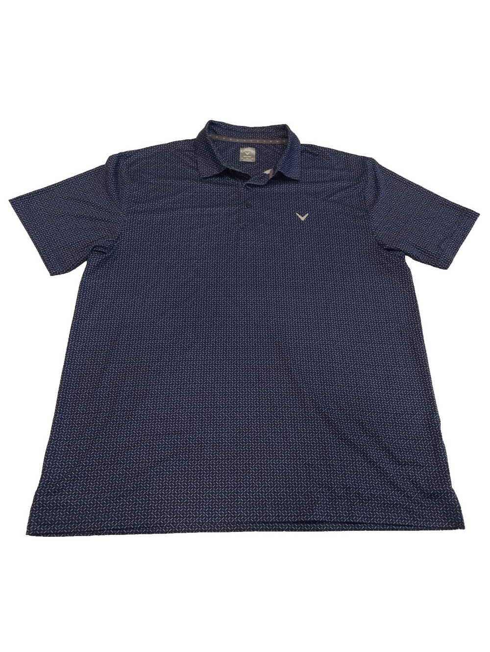 Callaway Opti-Dri Polo Shirt Mens XL Navy Blue Geometric Foulard Golf Chevron